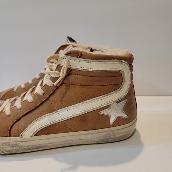 Golden Goose limited edition slide size 40 tan silver white fur lined sherpa - Picture 2 of 10